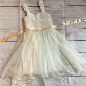 Girls Ivory and gold tulle dress